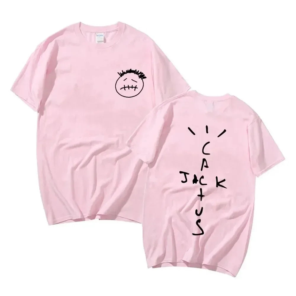 Rapper Cactus Jack Music Album T Shirts Men Fashion Hip Hop T Shirt Casual 100% Cotton Short Sleeve T-shirt Oversized Tops