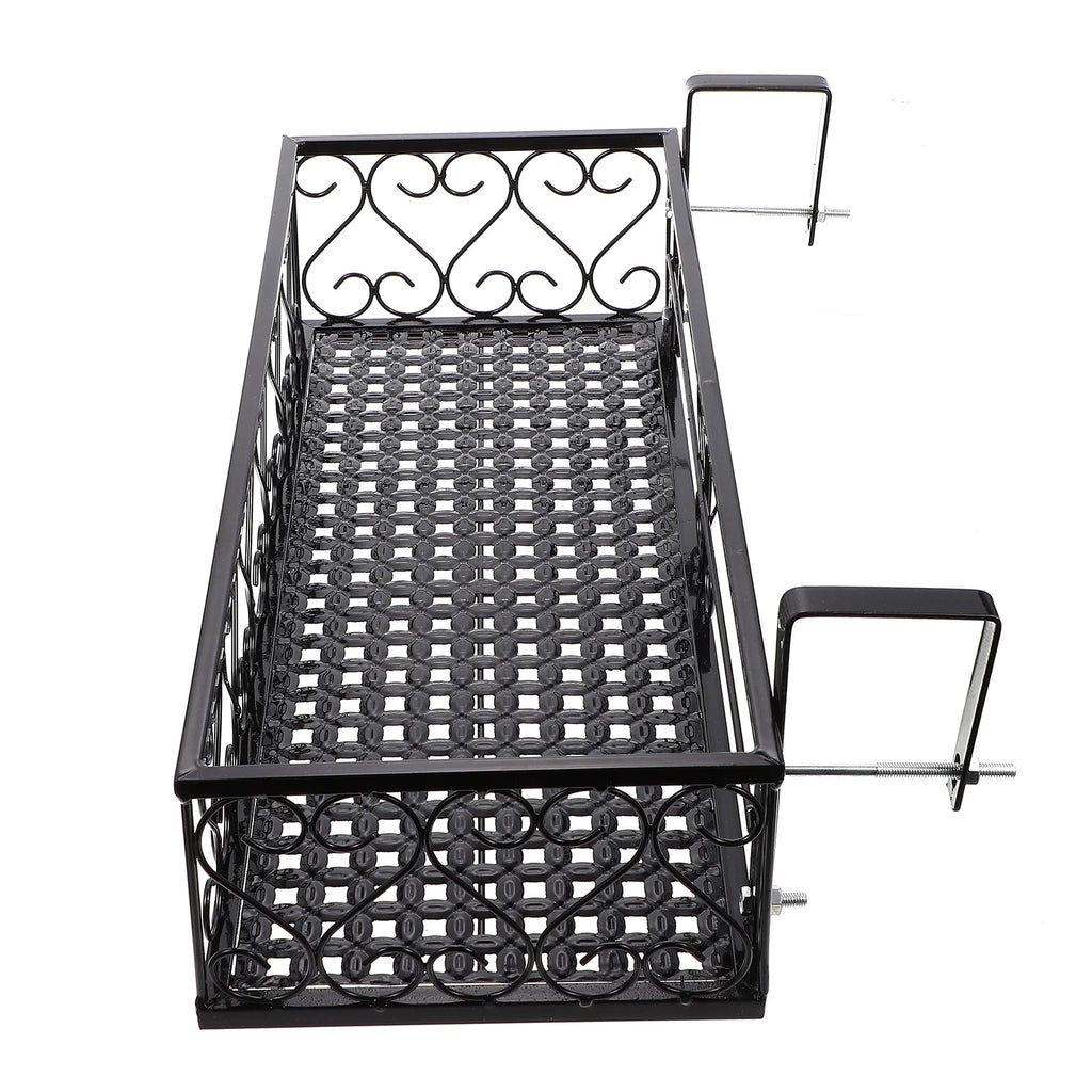 Balcony Flower Stand Hanging Flowerpot Shelf Rack Decorate Plant Iron Basket Railing Pots
