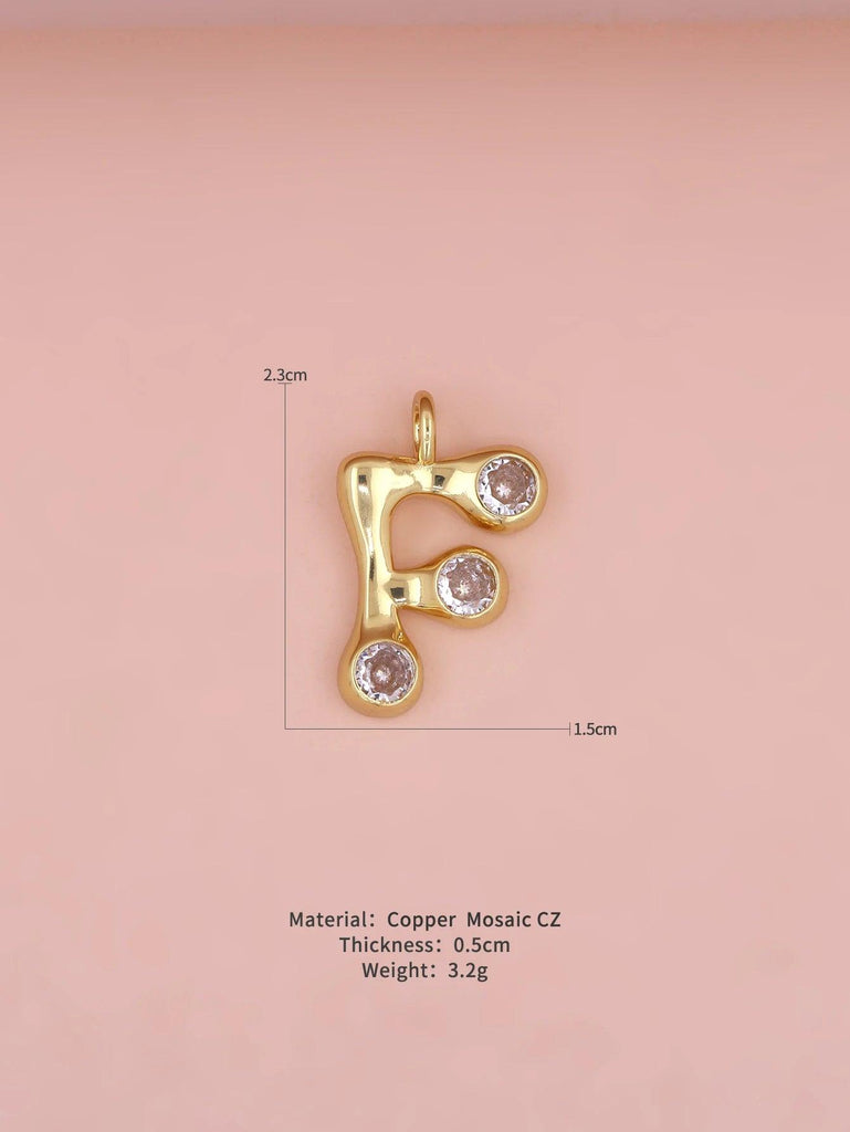 New Simple Versatile Round Zircon Plated Gold Copper 26 English Letters A-Z Pendant Men Women Necklaces Jewelry Making