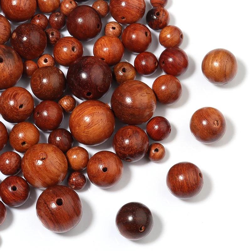50/100pcs Burmese Rosewood Bead 6-15mm Natural Wooden Round Loose Beads for Jewelry Making Handmade DIY Bracelet Accessories