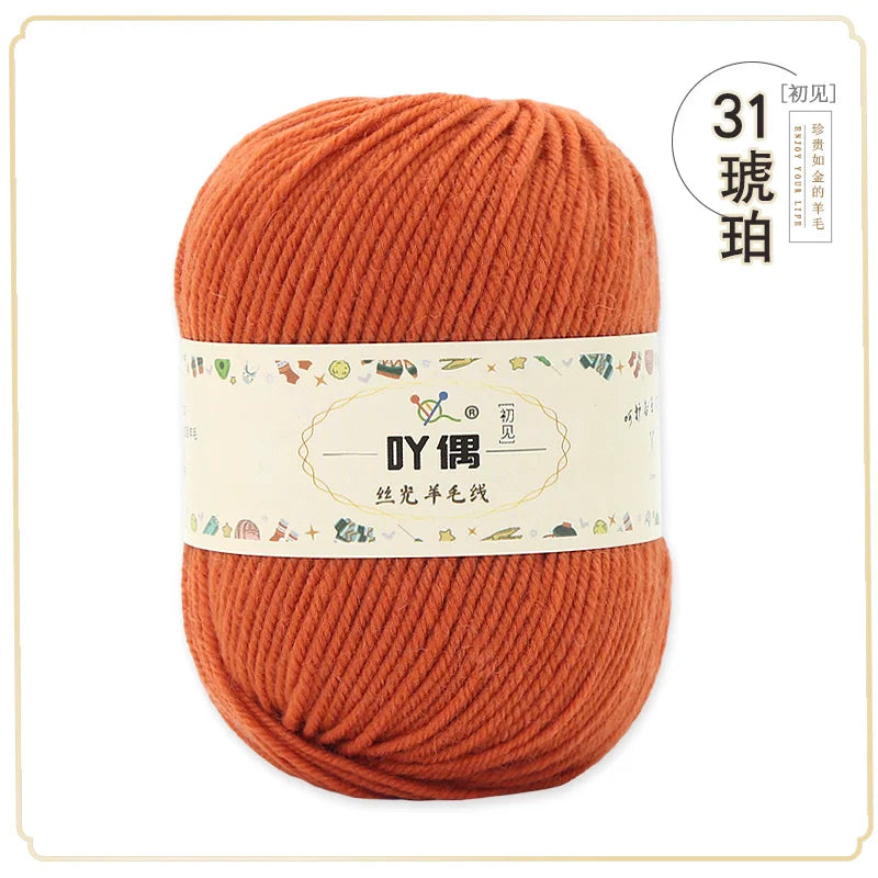 100 Percent Wool Yarn 50g Worsted Weight Soft Warm Crochet