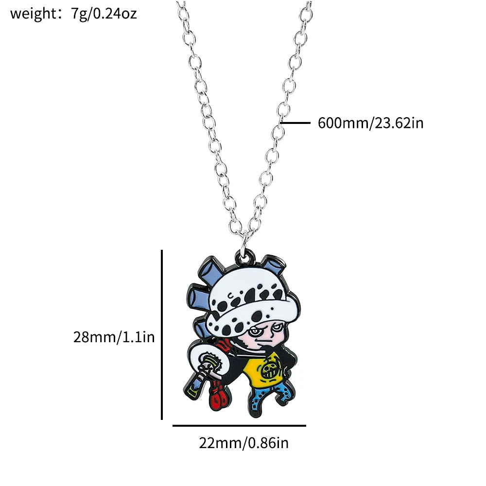 Anime ONE PIECE Necklace Cartoon Figure Monkey D Luffy Roronoa Zoro Metal Badge Pendant Necklace Collar Jewelry Accessories