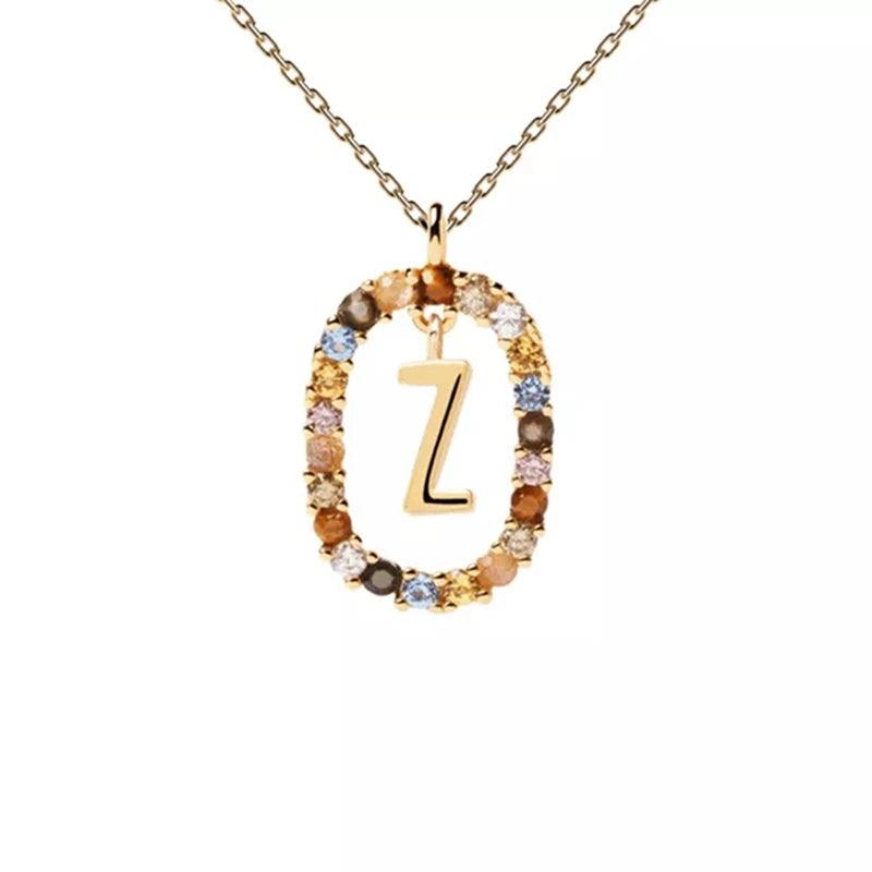Fashion Hot Creative A-Z Letter Pendant Necklace For Woman Color Jewelry Sweet and Versatile Adjustable Chain Lobster Clasp