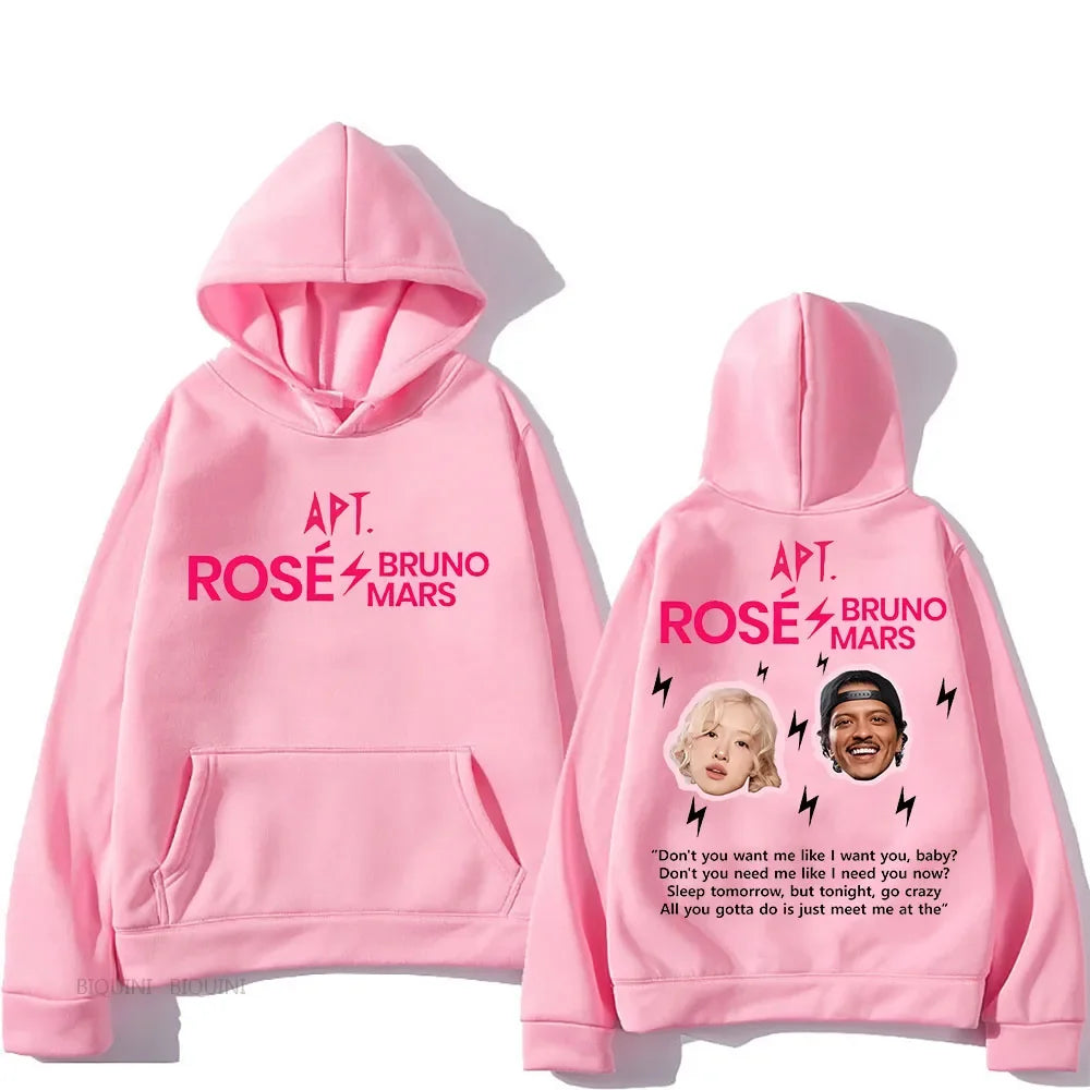 ROSÉ & Bruno Mars APT Hooded Sweatwear Couple Fleece Hooded Sweatshirt Funko Pop Hip Hop Clothes Moletom Fashion Punk Pullovers