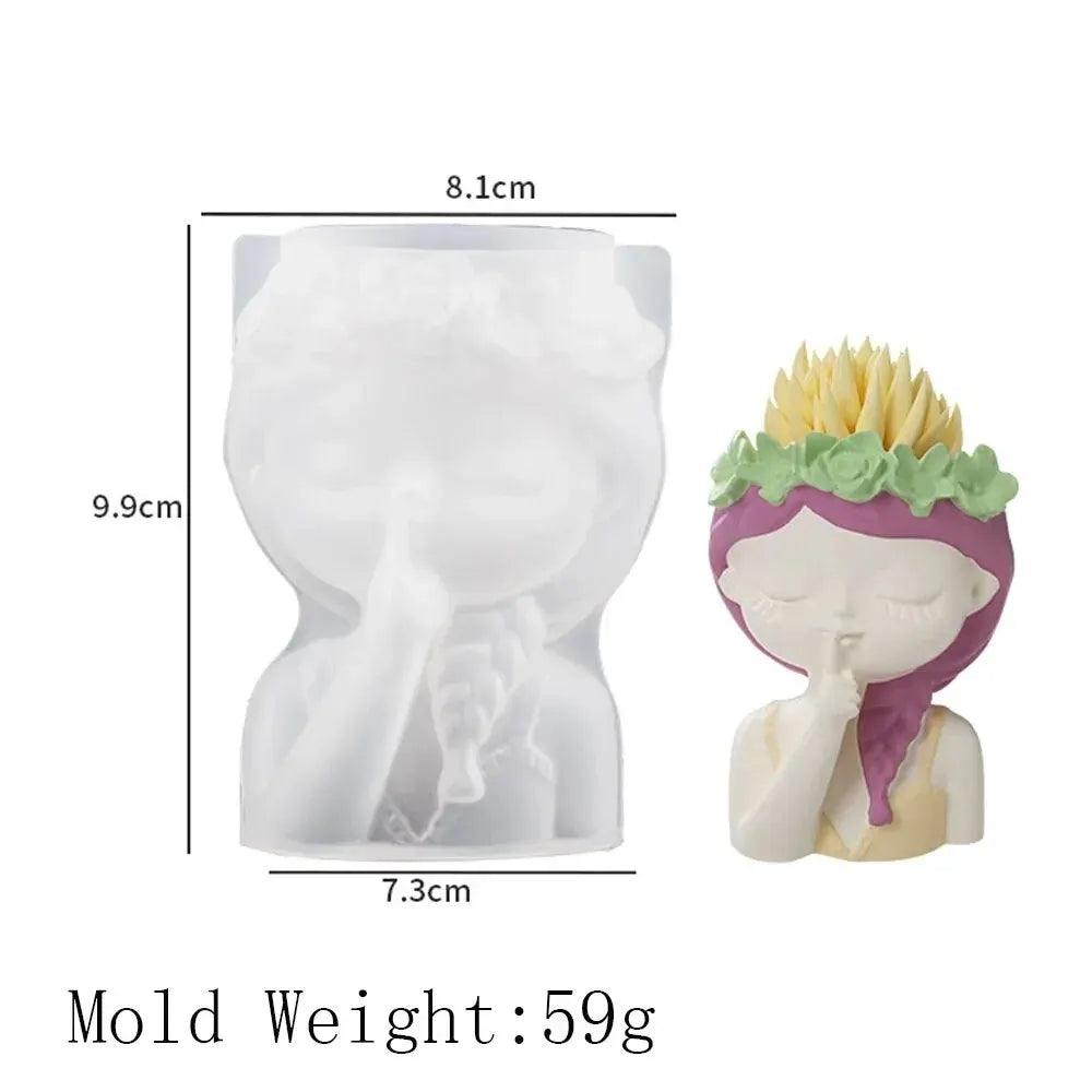 Sleeping Beauty Potted Silicone Mold Vase Garland Girl Flower Pot Gypsum Resin Epoxy Dropping Mould DIY Handmade Home Decor Gift