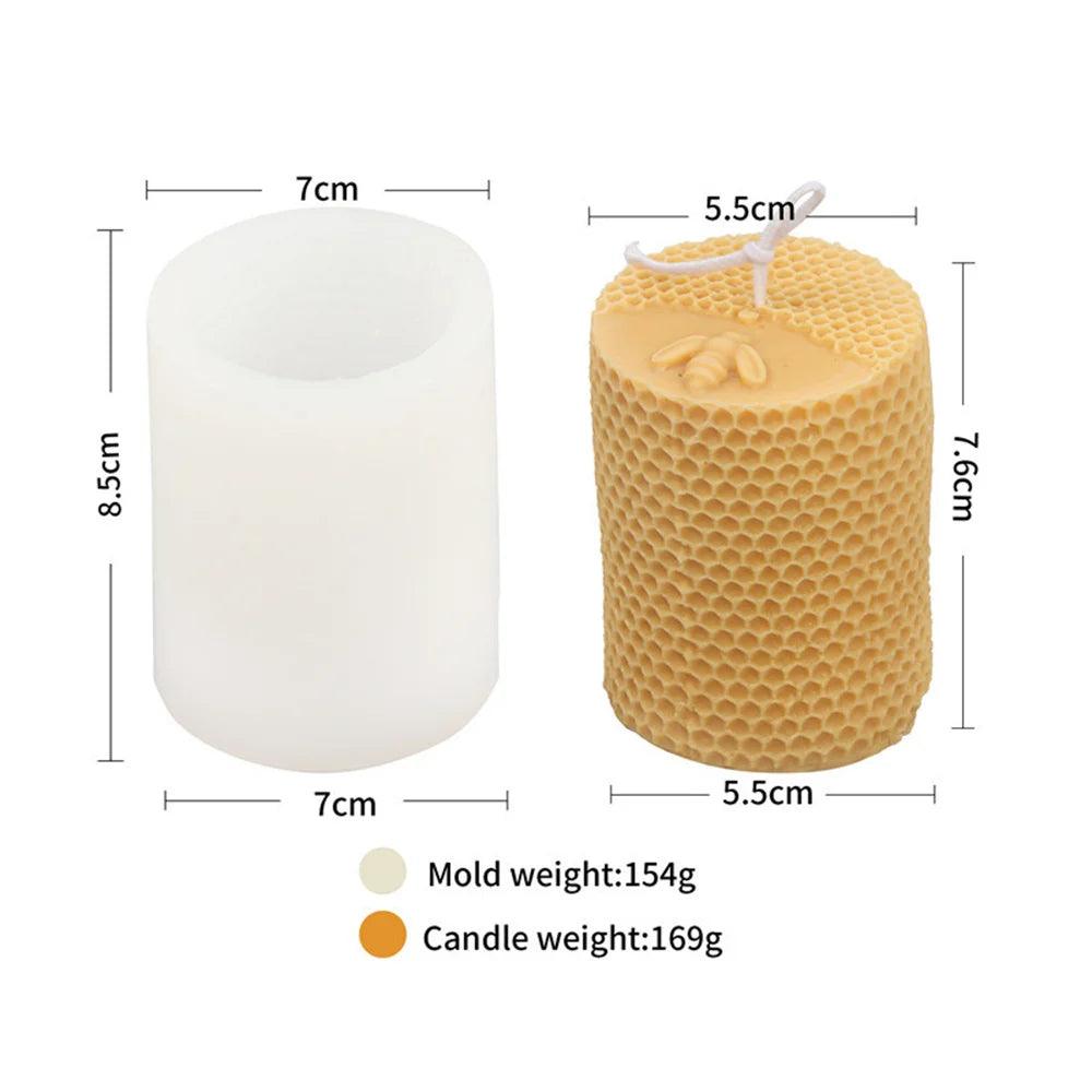 DIY Honeycomb Cylinder Candle Silicone Mold 3D Honeycomb Bee House Beeswax Aromatherapy Handmade Soap Plaster Resin Moulds Gifts