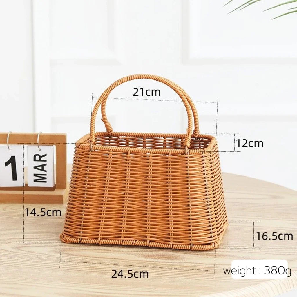 Imitation Rattan Flower Basket Flower Shop Best-selling Hand Basket Living Room Flower Arrangement Storage Basket Picnic Basket