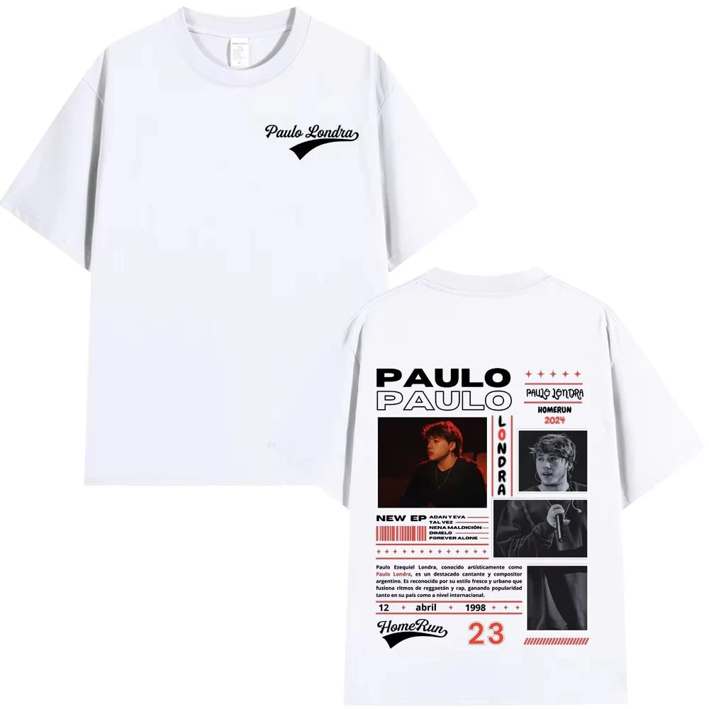 Trend Rapper Paulo Londra Homerun Album T-shirts Mens Women Fashion Hip Hop Oversized T Shirt Casual Cotton Short Sleeve T-shirt