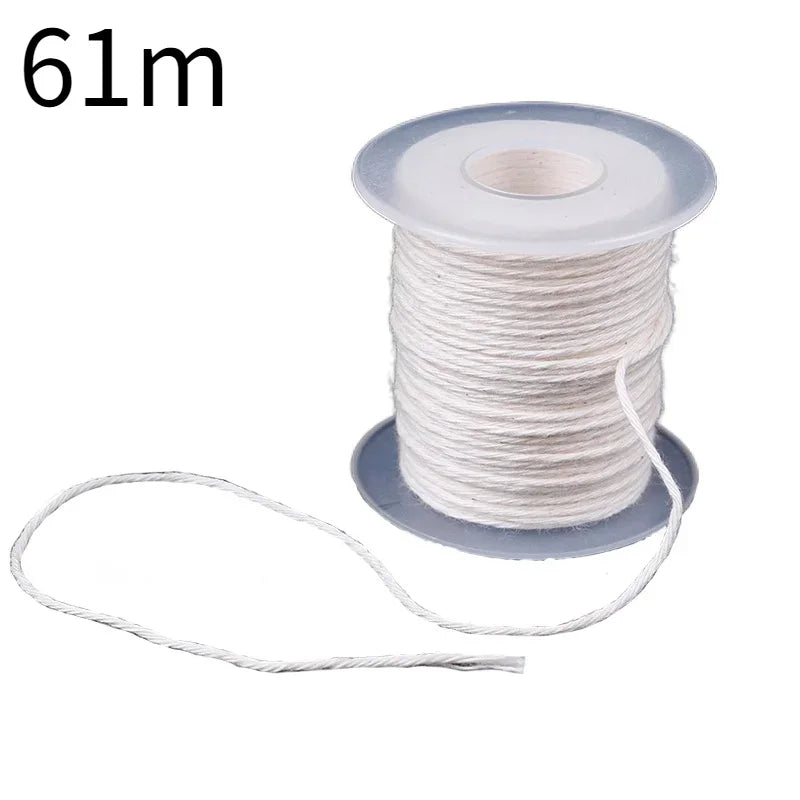 DIY Wax Core 61 M Long Cotton Braided Candle Wick Smokeless Aromatherapy Candle Wire Handmade Candle Making Accessories