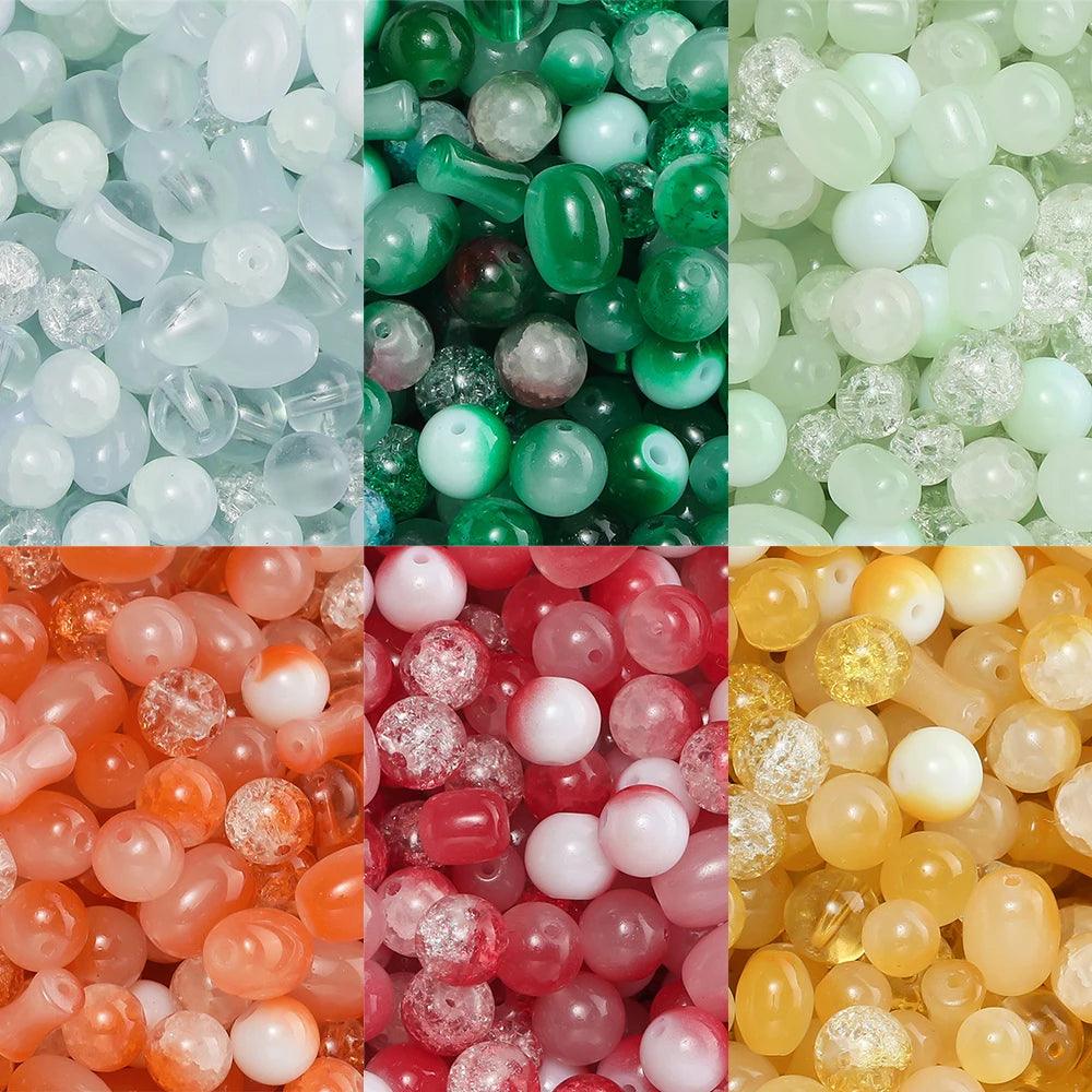 20/50Gram 7-10mm Mixed Style Glass Beads Round Oval Spacer Loose Bead for DIY Bracelet Necklace Earrings Jewelry Making