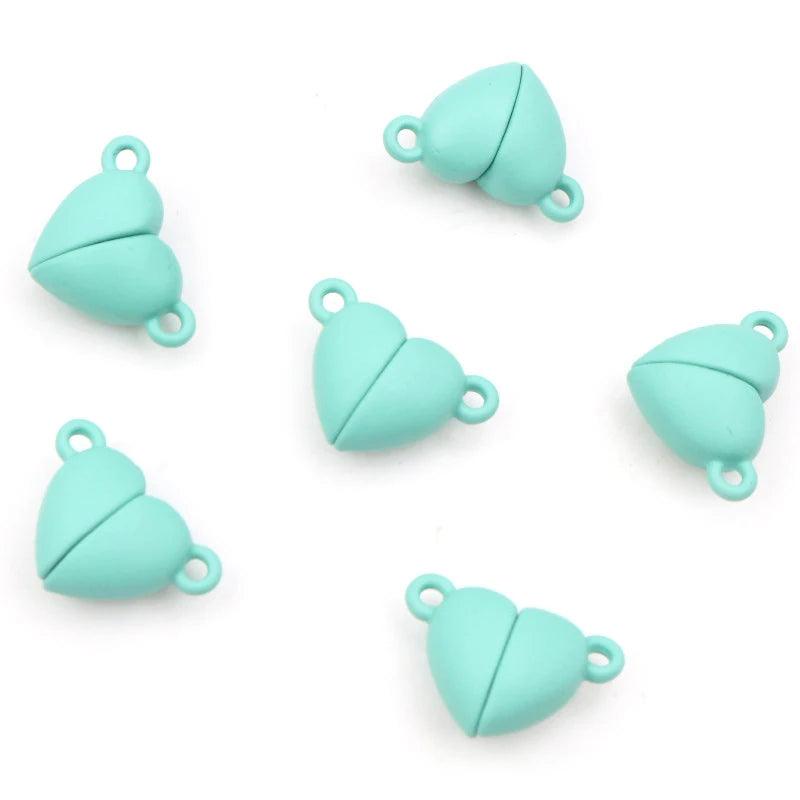 5 Sets  Love Heart Round Shaped Magnetic Connected Clasps Beads Charms End Caps for DIY Couple Bracelet Necklace Making