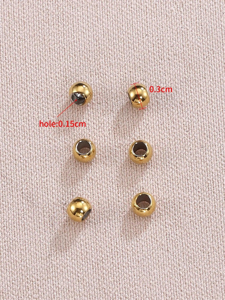 100pcs Stainless Steel Round Spacer Beads Loose Bead For DIY Bracelets Necklace Beads Jewelry Making Charms
