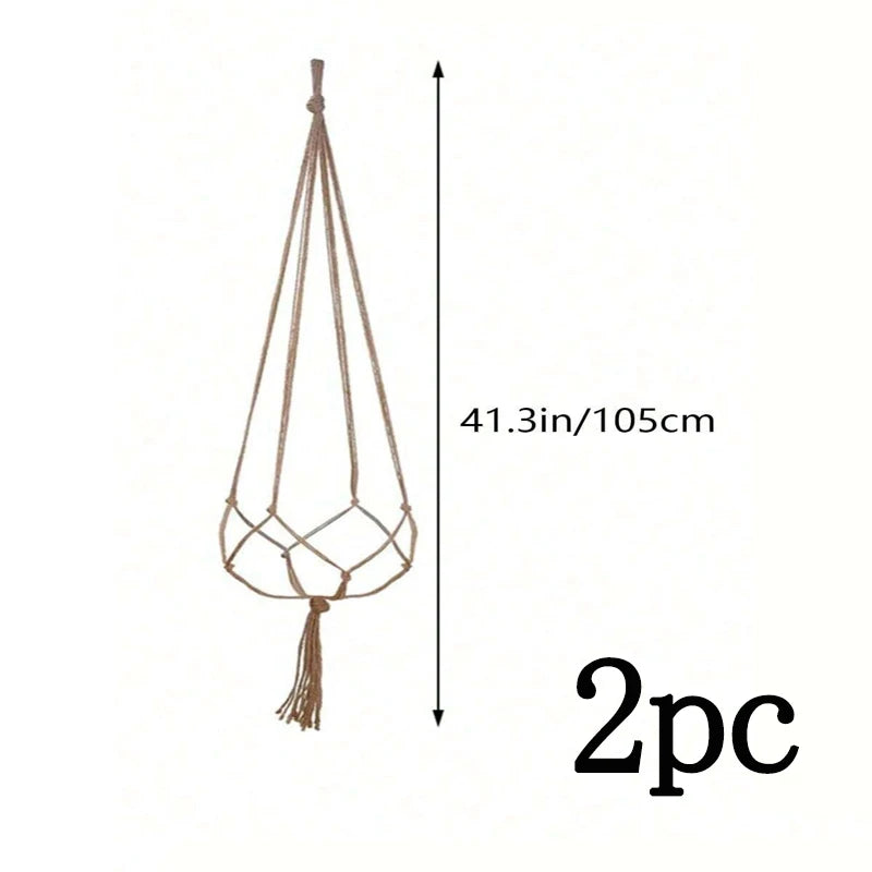 1/2pcs 90/105/120cm Macrame Plant Hanger Modern Tassel Detail Plant Hangers Indoor Flower Pot Holder Plants Wall Window Outdoor