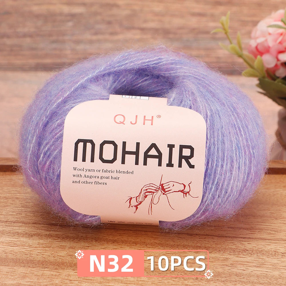 Soft Mohair Crochet Yarn Set 10 Pcs For DIY Knitting