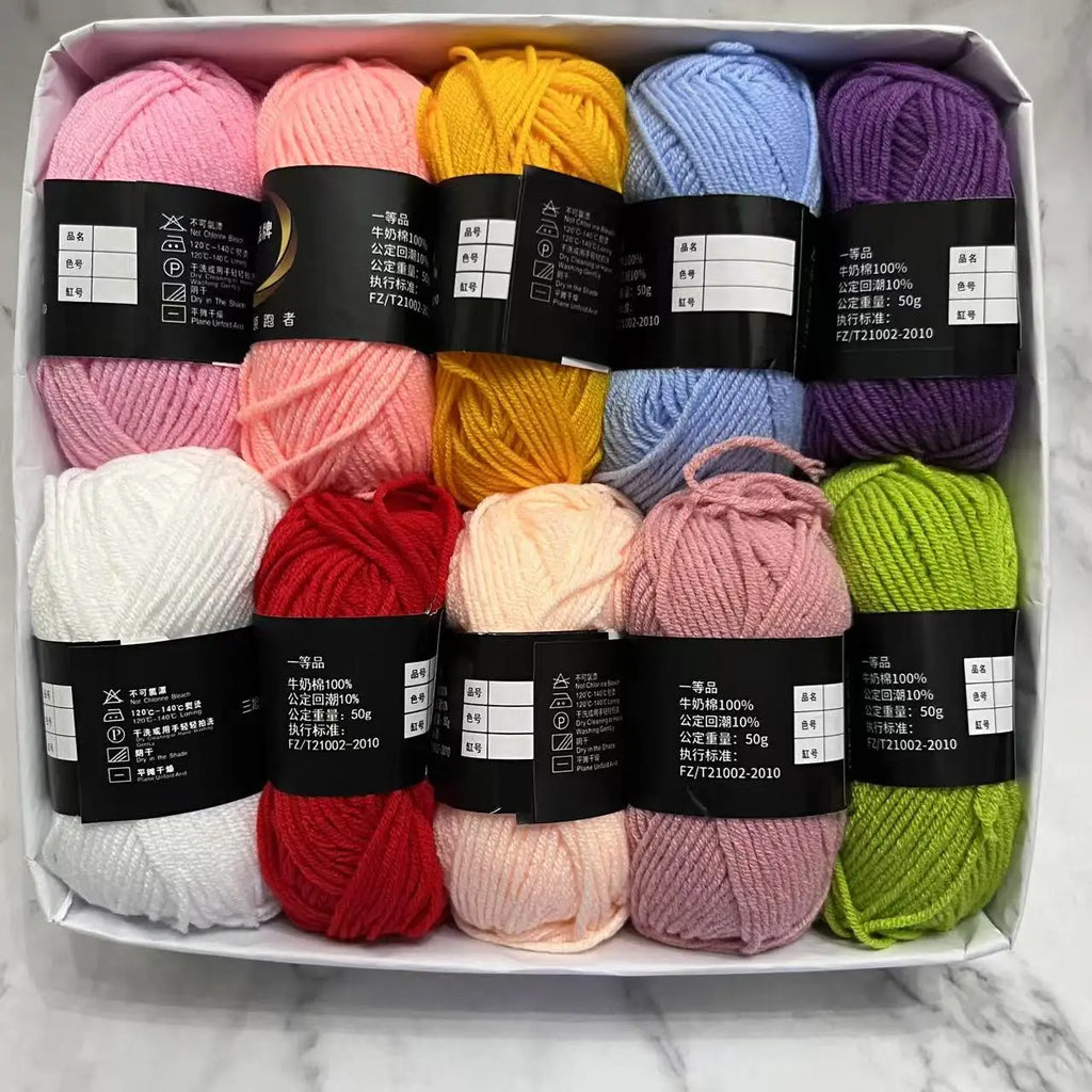 10 Balls Milk Cotton Yarn 500g Knitting and Crochet Wool Cotton Yarn DIY Craft Pack