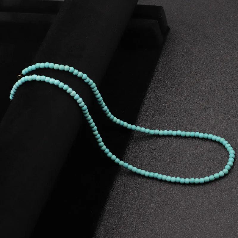 Unique 18Inch Choker Necklace Men Minimalist 4mm Natural Stone Collar Boyfriend Gift Hiphop Rock Short Colar Neck Accessories
