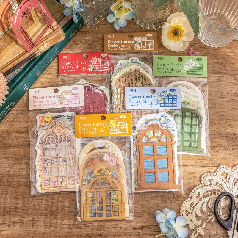 15 pcs Hollow out window Collage card Romantic Decorative window and door manual account DIY hand made Scrapbooking material