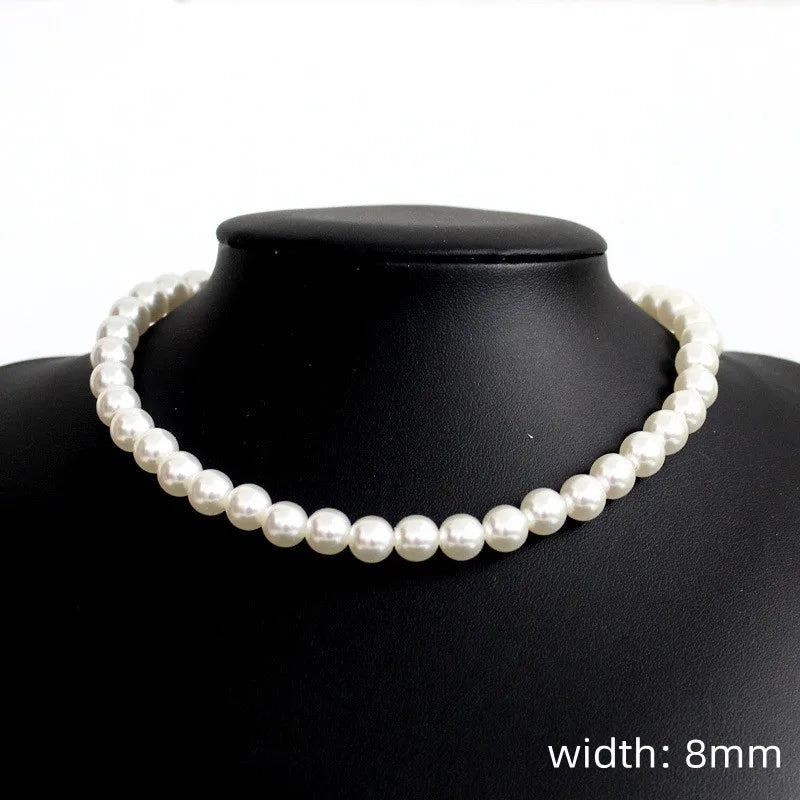 New Trendy Imitation Pearl Necklace Men Temperament Simple Handmade Strand Bead Necklace For Women Jewelry Gift Pearl Necklace