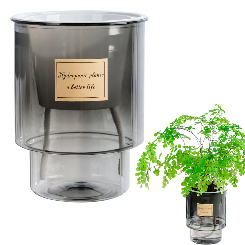 Self Absorbing Flowerpot Transparent Hydroponic Plant Vase Anti Fall Plastic Flowerpot Spring Seedling Planting Pot Garden Tools
