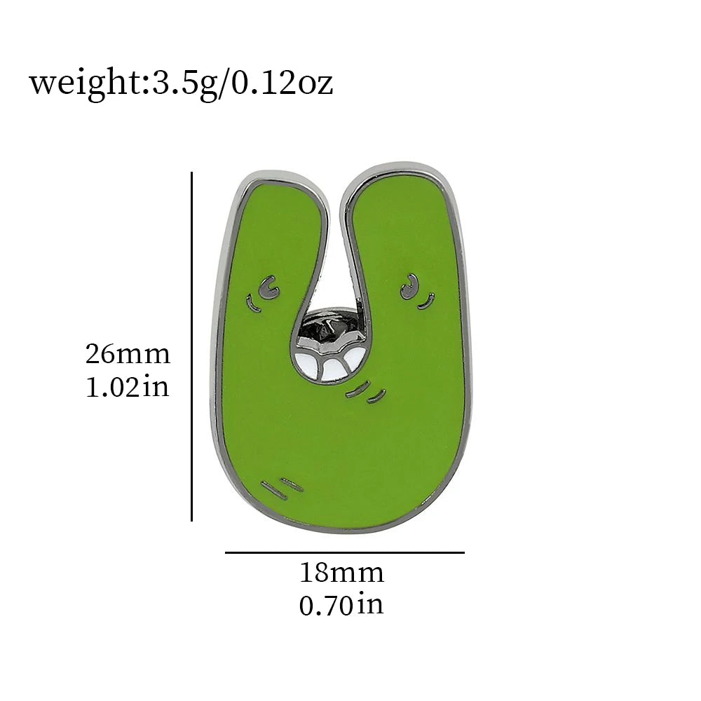 Cartoon 26 English Alphabet Shape Brooch Cute Metal Enamel Badge Clothing Backpack Lapel Pin Jewelry Accessories Gift