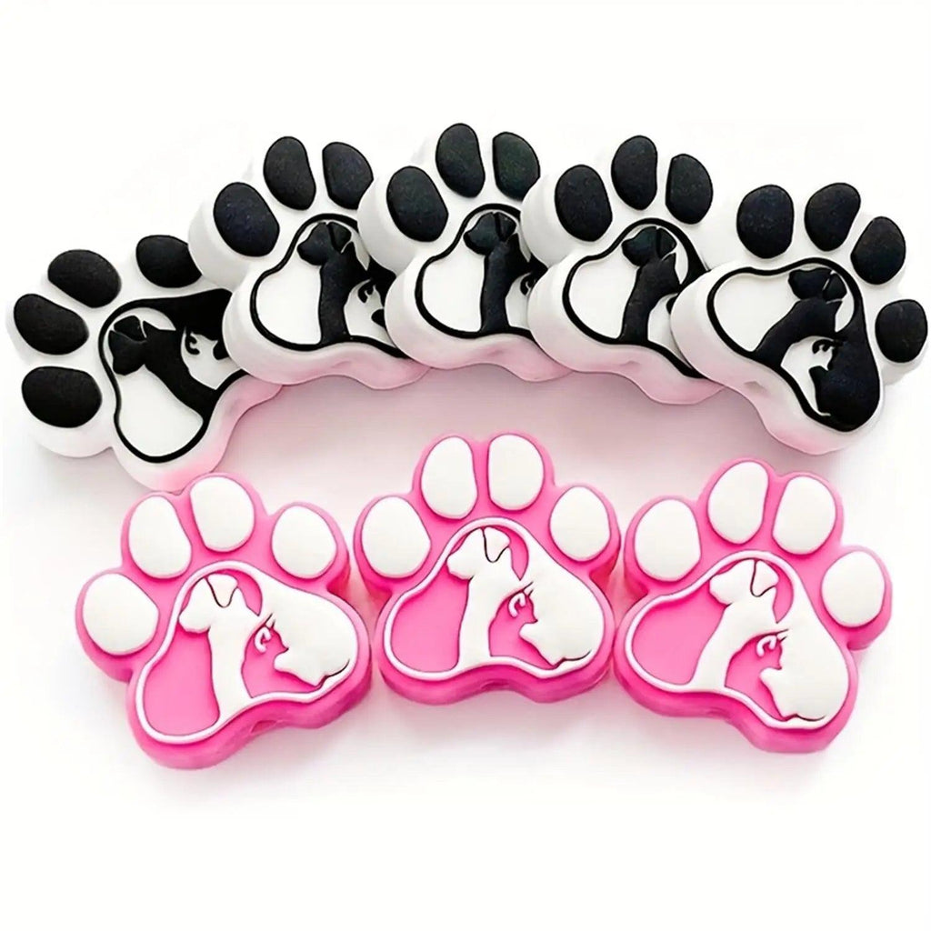 10/20Pcs Dog Paw Silicone Focal Beads For Jewelry Making DIY Pens Characters Key Bag Chain Necklace Bracelet Lanyard Handmade