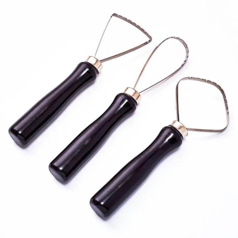 3Pcs Pottery Clay Sculpture Big Loop Tool Clay Scraper Sculping Modelling Tool Wood Handle Ceramics Trimming Carving Tools
