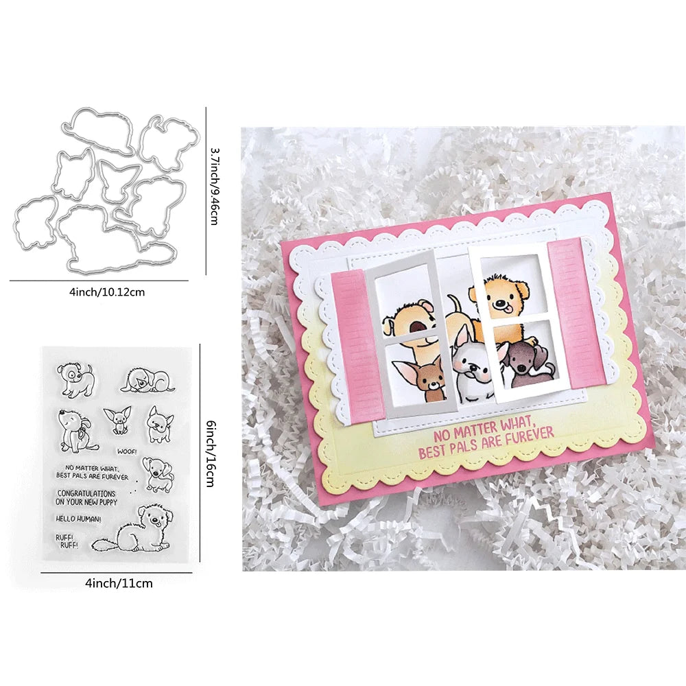 Animal Bundles Clear Stamps and Metal Cutting Dies 2024 New for DIY Craft Making Card Photo Album Scrapbooking Decoration