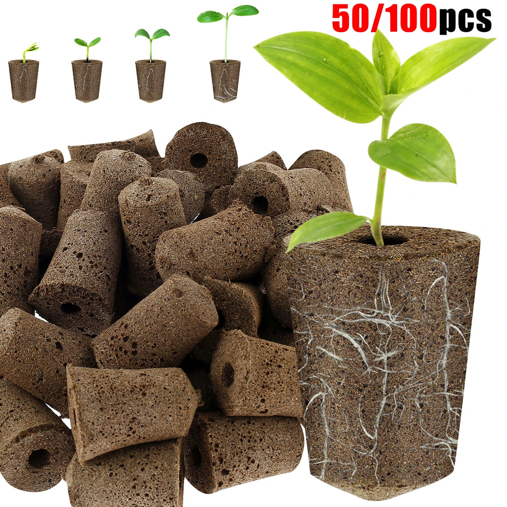 50/100Pcs Seed Grow Sponges Replacement Root Growth Sponges Garden Seed Pod Hydroponic Growing Sponges for Seed Starter Plants