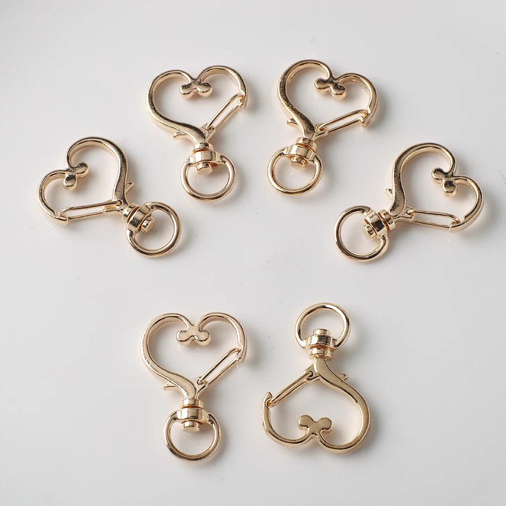 6 Pcs Star Heart Snap Hook Trigger Clips Buckles Lobster Clasps Clips Key Ring for DIY Keychain Lanyard Jewelry Making Accessory