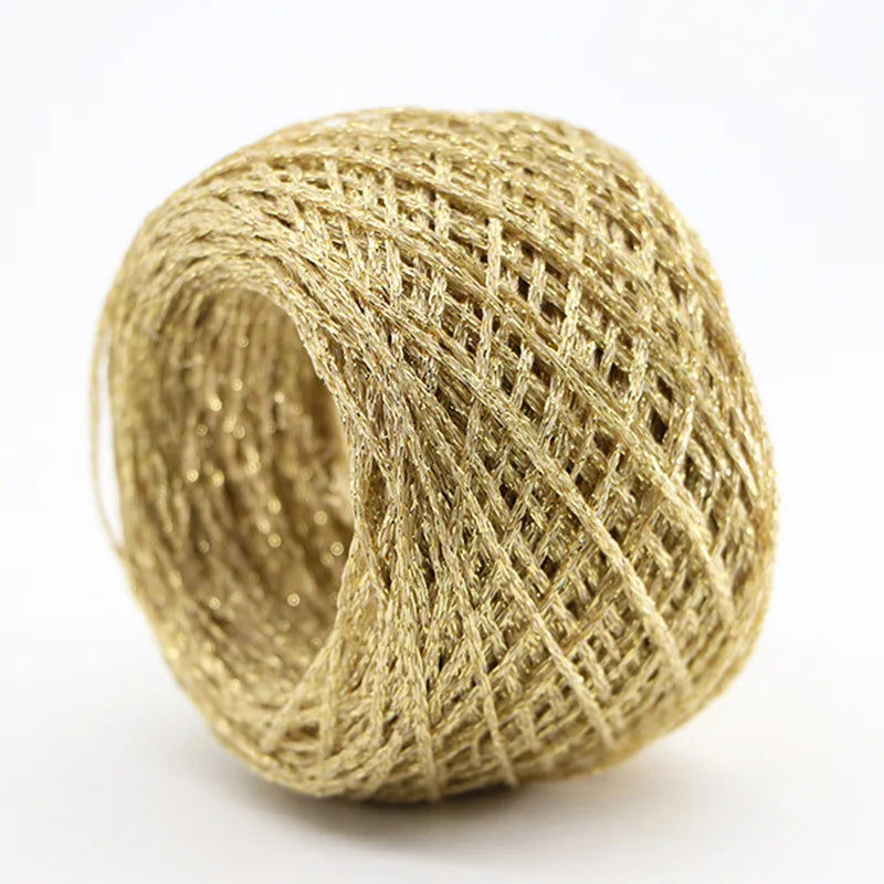 50g/ball Colorful Unique Gold Silver Wool Cotton Metallic Yarn Skein Crochet Thread Glitter Hand-woven Craft Bag Free Shipping