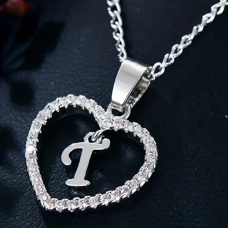 Bohemian Style Heart-shaped Letter Pendant Necklace, Wedding Party Gift For Men And Women,Delicate Gift for Men And Women