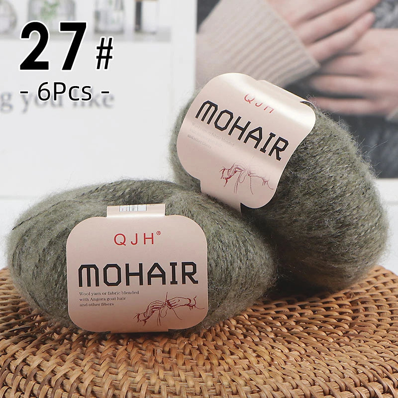 6PCS Soft Mohair Yarn Knitting Angora Yarn for DIY Projects Fluffy Lace Yarn for Sweaters Scarves and Shawls 25g Each