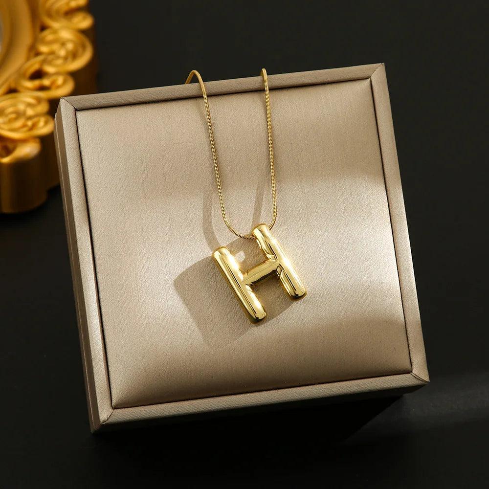Hot Sale Stainless Steel 26 English Alphabet Necklace Pendant All-match Simple Clavicle Chain Jewelry