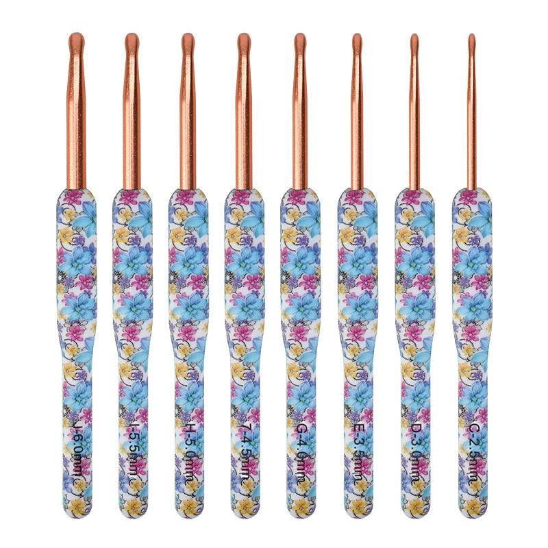 New Blue and White Porcelain Crochet Hooks Kit Aluminum Crochet Needles 8 PCS Ergonomic Knitting Crochet Set 2.5-6.0MM Sewing