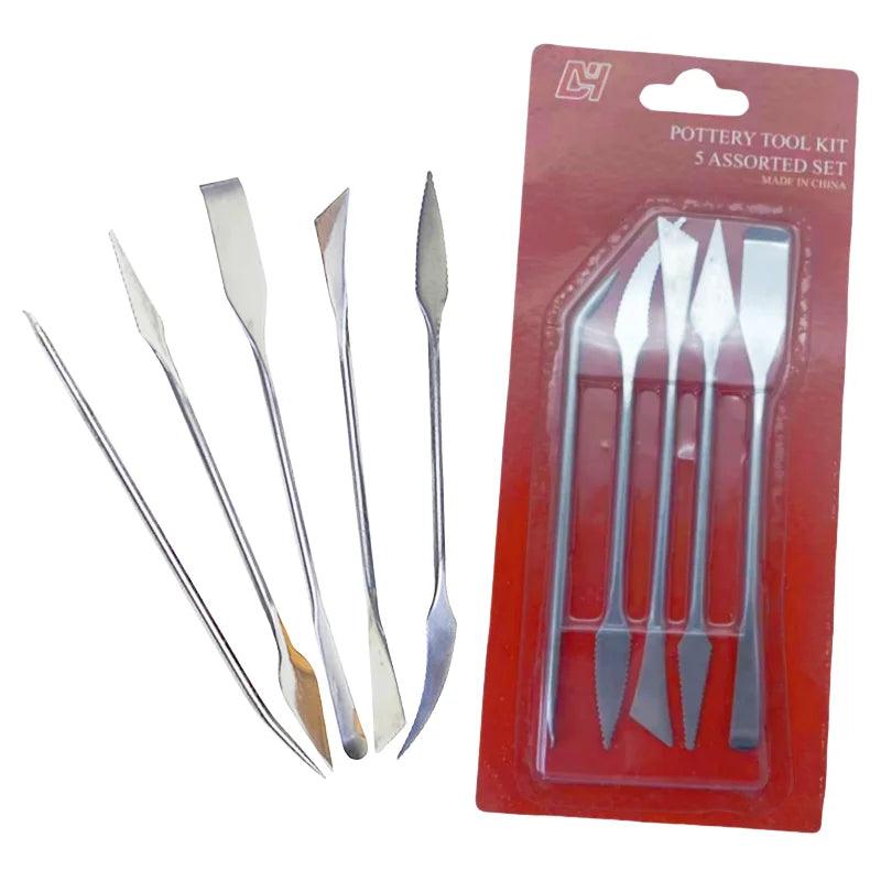 5 sets of stainless steel clay tools Polymer clay DIY modeling carving knife clay sculpture
