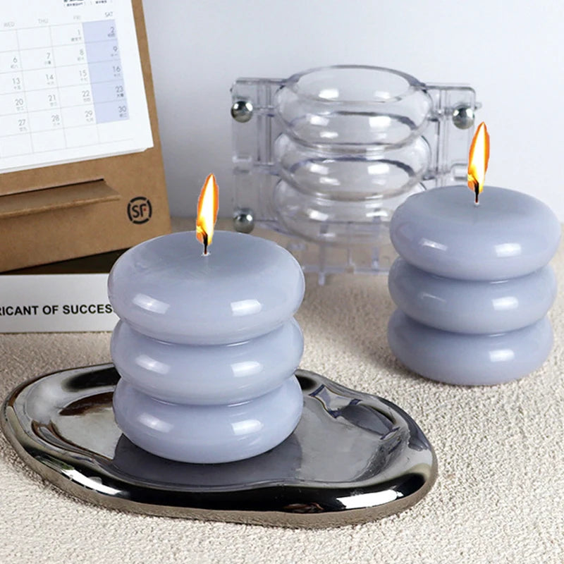 Stacked Cylindrical Candle Plastic Mold Creative Geometric Round Tower Candle Making Tool Acrylic Mould Home Decoration Gifts