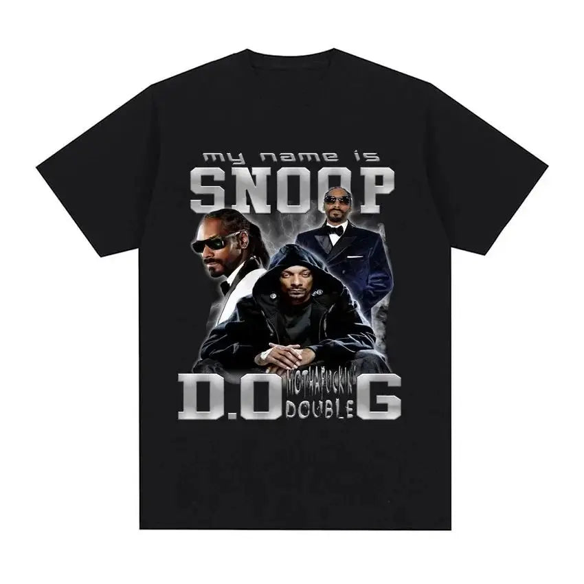 Funny Snoop Dogg Graphic Summer Fashion Cotton T-Shirt for Women Y2K Loose Crew Hip Hop Style