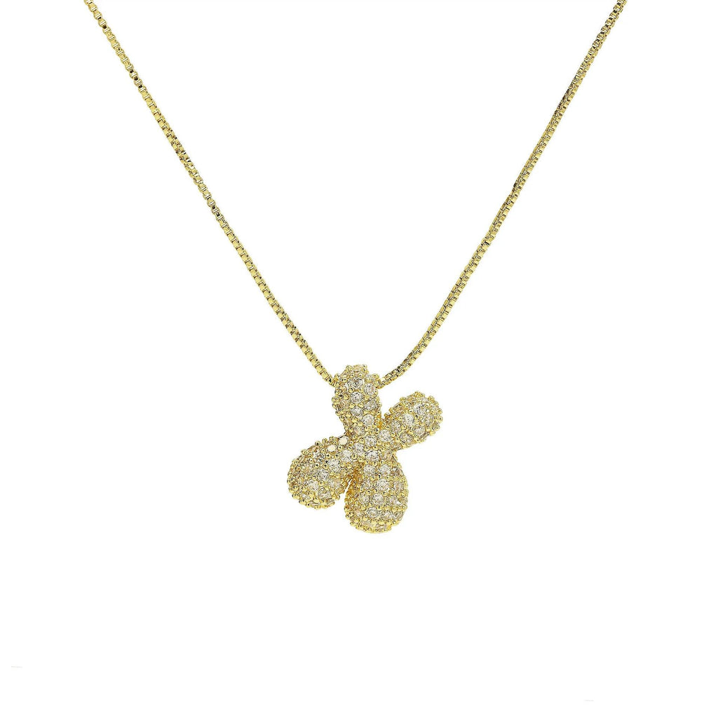 Gold Plated Balloon 26 Alphabet Letter Pendant Necklace Copper Zircon Bubble Initial Pendant For Women Personality Chain Jewelry