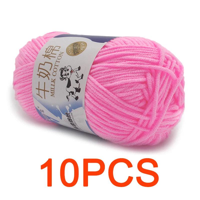 10 Pieces Milk Cotton Knitting Yarn Soft Warm Yarn for Hand Knitting and Crochet Projects