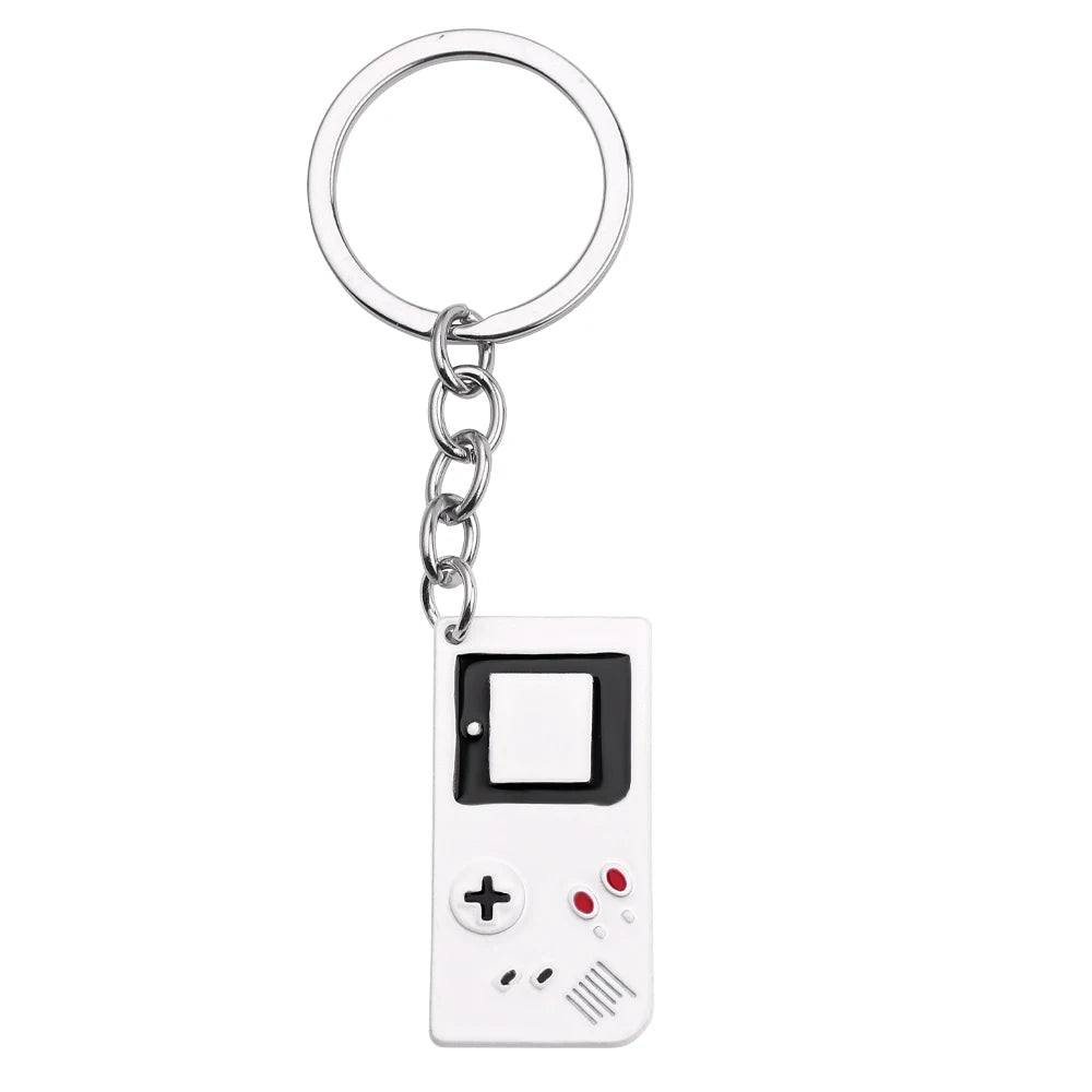 Mini Handheld Game Players Model Keychain Metal Enamel Pendant Keyrings Car Key Holder Bag Accessory Gift