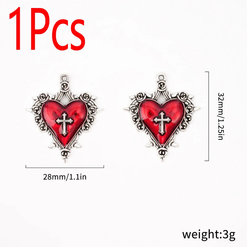 1Pc Mixed Gothic Jewelry Combination Imitation Enamel Irregular Cross and Coffin Cross Pendant Necklace Bracelet Earrings Jewel