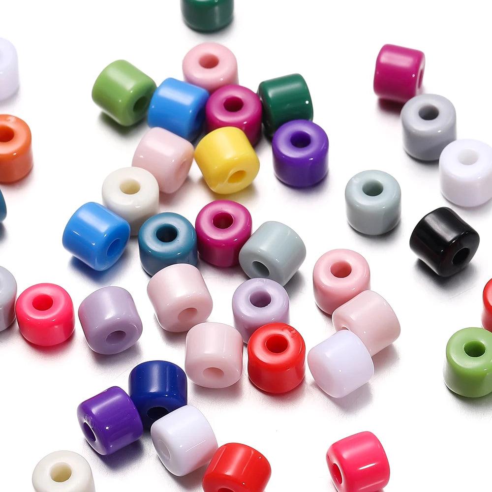 50/100pcs 5x6mm Acrylic Tube Beads Spacer Loose Bead for Necklace Bracelet Earrings Findings DIY Jewelry Making Accessories