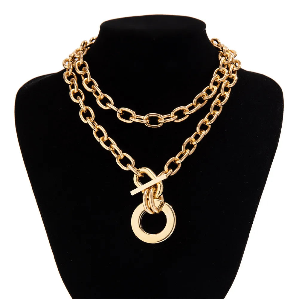 Exaggerated CCB Big Choker Necklace for Women Girl Hiphop Chunky Chain OT Buckle Necklace on the Neck Party Jewelry Gift 2022