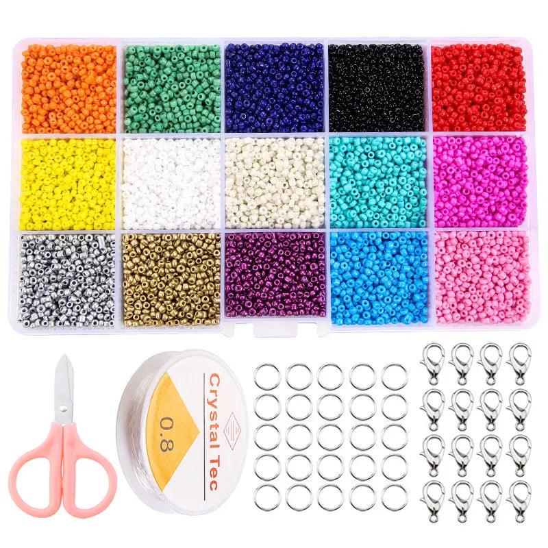 20000pcs Jewelry Making Kit Seed Beads Set 2mm Glass Beads Set Bracelets Necklace Ring Making Seedbeads Kit For DIY Art Craft