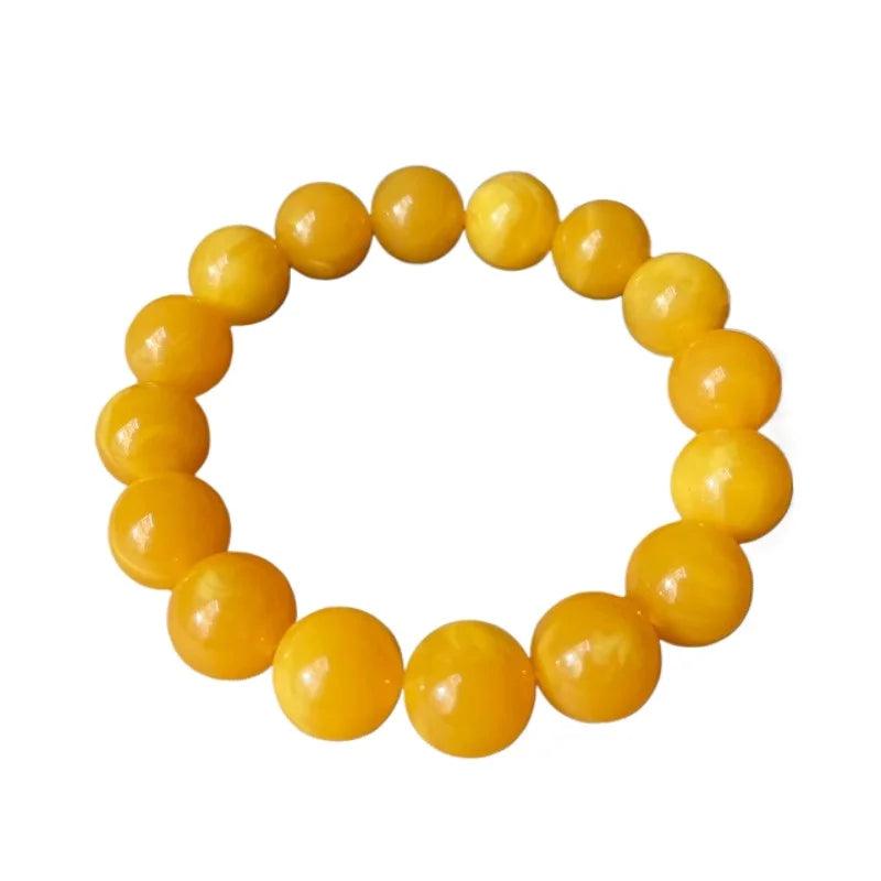 Natural Amber Beeswax Bracelet Chicken Oil Yellow Bead Bracelet Single Circle Buddha Bead Wenwan Men's and Women's