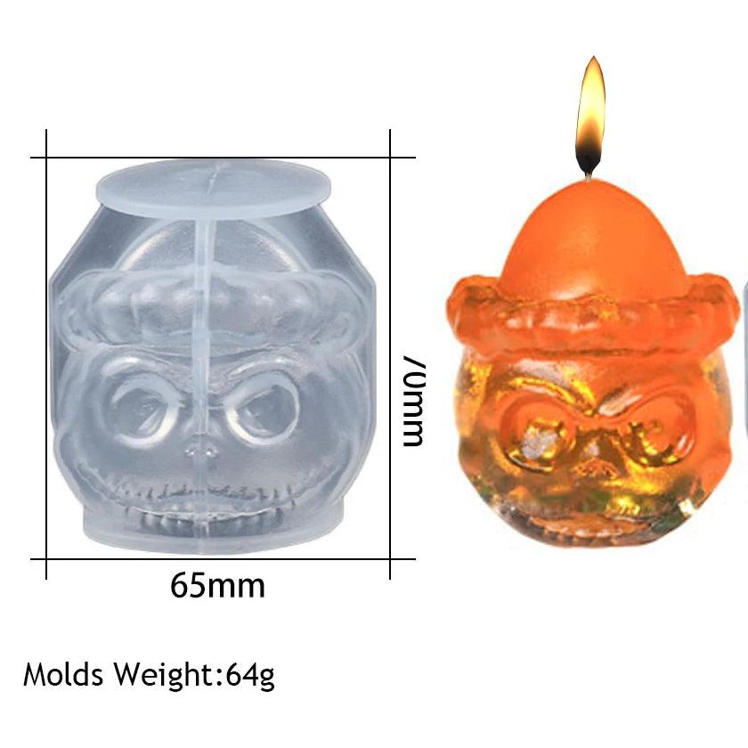 Skulls Silicone Candle Mold Horror Halloween DIY Pumpkin Tombstone Making Epoxy Resin Plaster Casting Molds Home Craft Decor