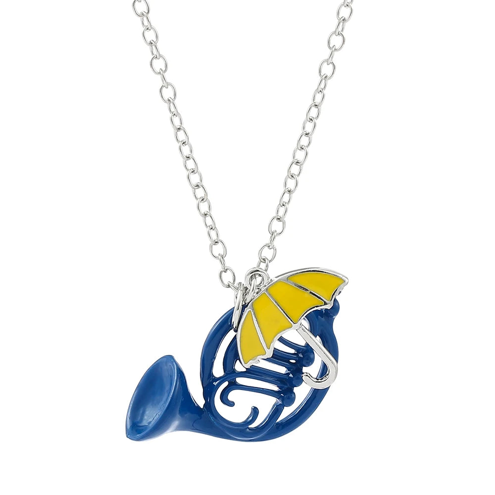 TV Show How  I Met Your Mother Necklace Yellow Umbrella Blue French Horn Necklaces Pendants for Women Men Choker Jewelry