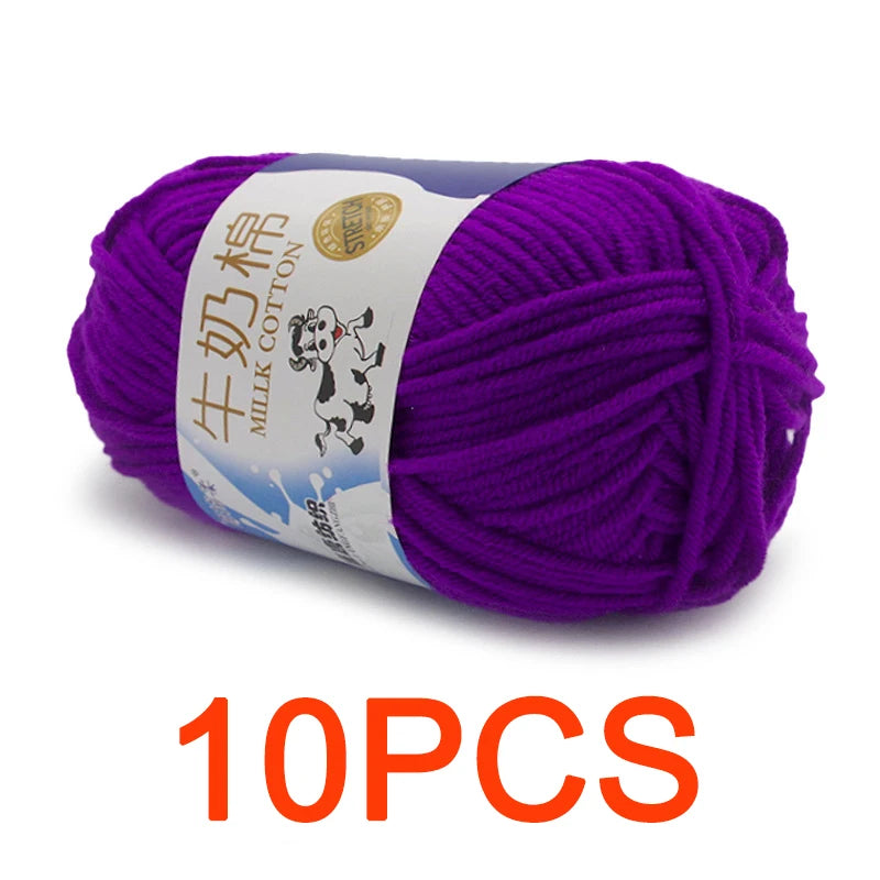 10 Pieces Milk Cotton Knitting Yarn Soft Warm Yarn for Hand Knitting and Crochet Projects