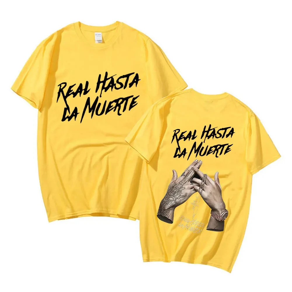 Limited Edition Anuel Aa Real Hasta La Muerte Graphic Oversized Tee for Men and Women Cotton Hip Hop Short Sleeve T Shirt