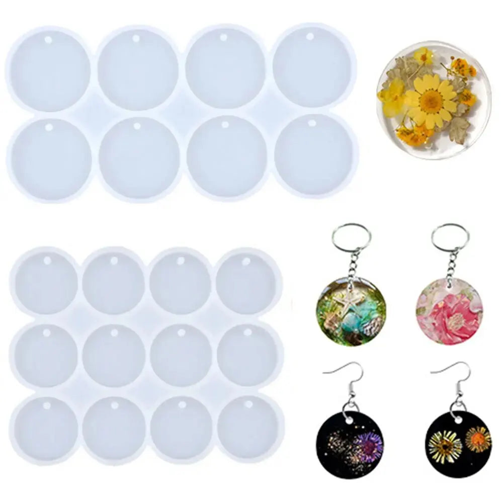 1PC Round Oval Silicone Mould DIY Epoxy Resin Mold for Jewelry Making Pendant Earrings Key Chain Accessories